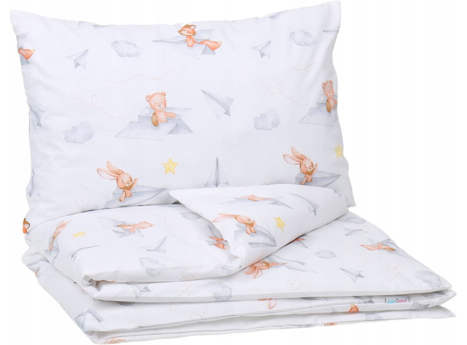 Detské bavlnené obliečky do postieľky 135x100 cm BABYMAM PREMIUM - Let lastovičkou
