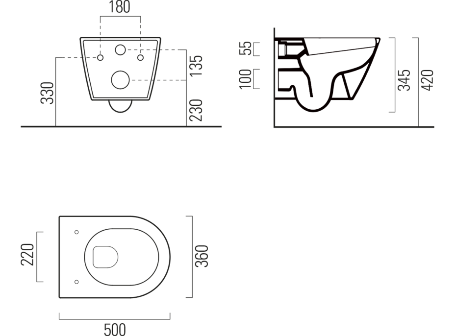 GSI KUBE X závesná WC misa, GeniusFlush, 36x50cm, biela dual-mat 941209