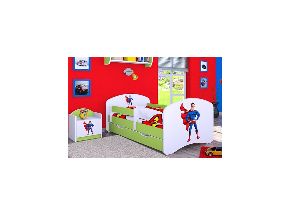 Detská posteľ so šuplíkom 160x80cm SUPERMAN, modrá