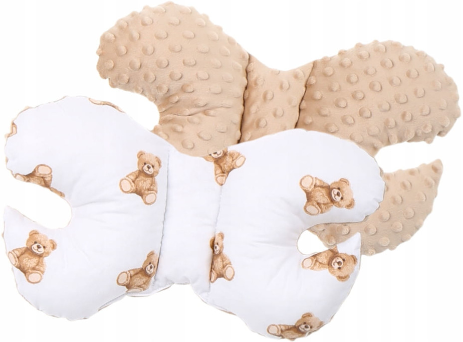 Obojstranné hniezdočko (kokon) pre bábätko - BABYMAM PREMIUM set 7v1 - Medvedík Teddy s béžovou minkami