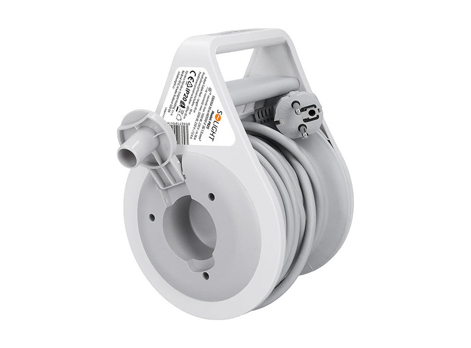 Solight predlžovací prívod na bubne 10m, 3 zásuvky, šedý kábel, 3x 1,5mm2