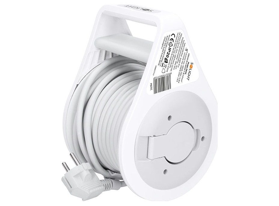 Solight predlžovací prívod na bubne 10m, USB A+C, 2 zásuvky, sivý kábel, 3x 1,0mm2