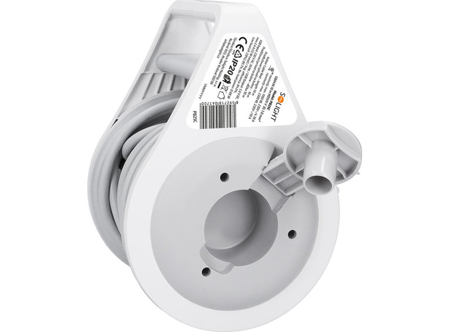 Solight predlžovací prívod na bubne 10m, USB A+C, 2 zásuvky, sivý kábel, 3x 1,0mm2