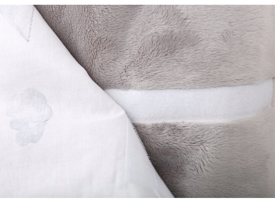 Plyšová zavinovačka s kapucňou BABYMAM do autosedačky - Let lastovičkou/sivá