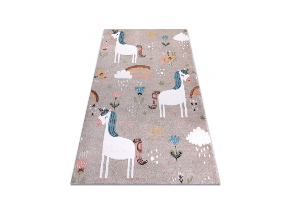 Detský kusový koberec Fun Unicorn s rainbow beige, 200x290 cm