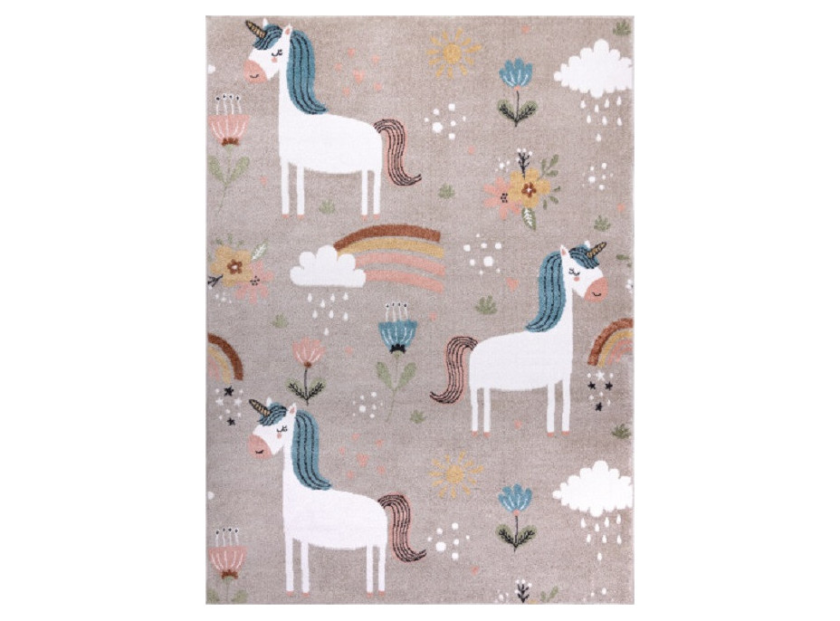 Detský kusový koberec Fun Unicorn s rainbow beige, 200x290 cm