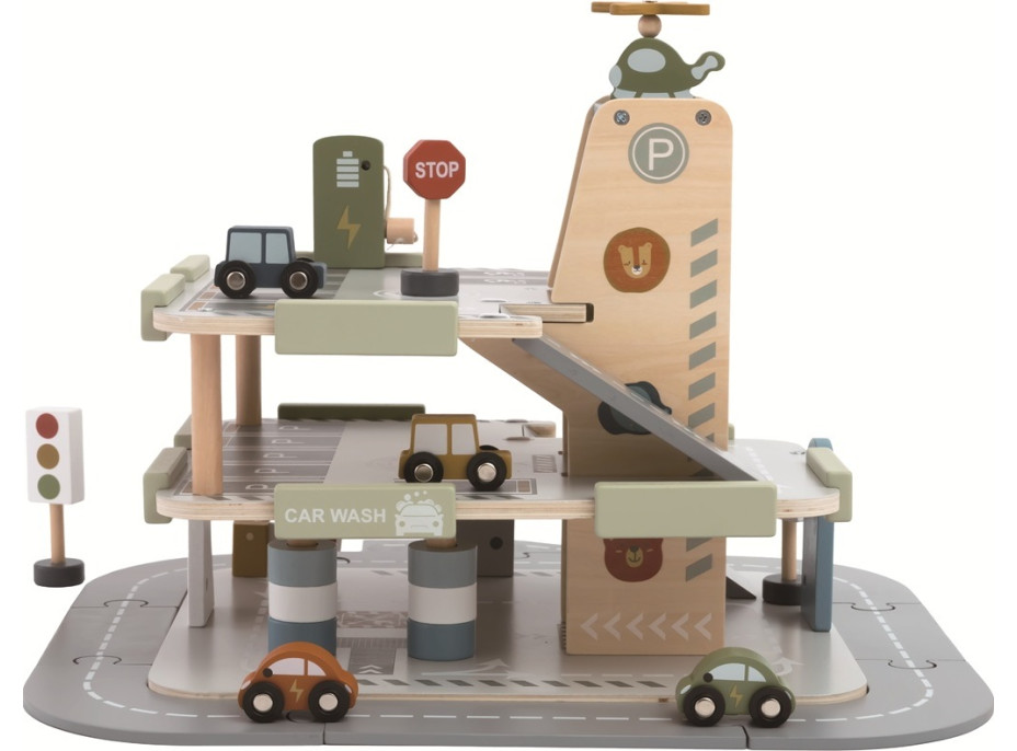 2Kids Toys Drevená garáž s cestou