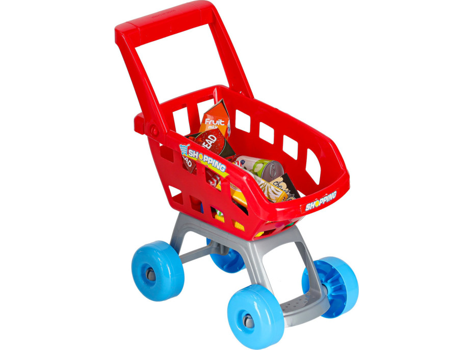 Pokladňa v supermarkete s vozíkom - biela/červená