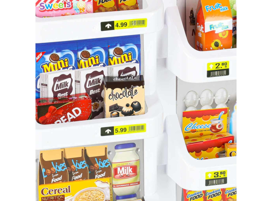 Pokladňa v supermarkete s vozíkom - biela/červená