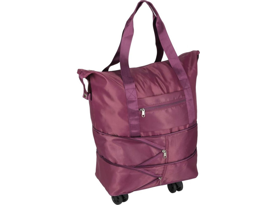 Cestovná taška na kolieskach skladacia cestovná priestranná 3 veľkosti fialová