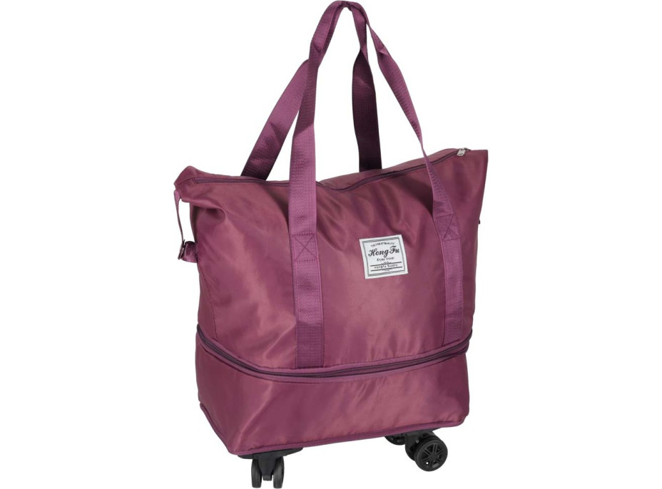 Cestovná taška na kolieskach skladacia cestovná priestranná 3 veľkosti fialová