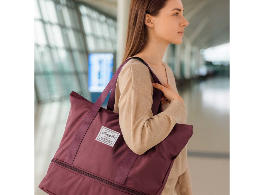 Cestovná taška na kolieskach skladacia cestovná priestranná 3 veľkosti fialová