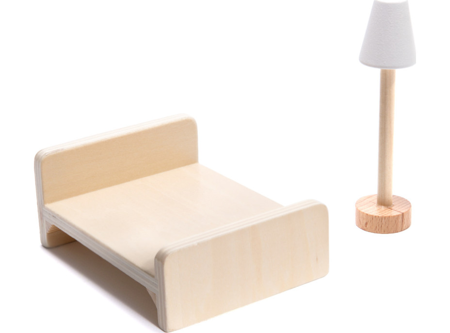 MDF drevený domček pre bábiky + nábytok 78cm čierny LED