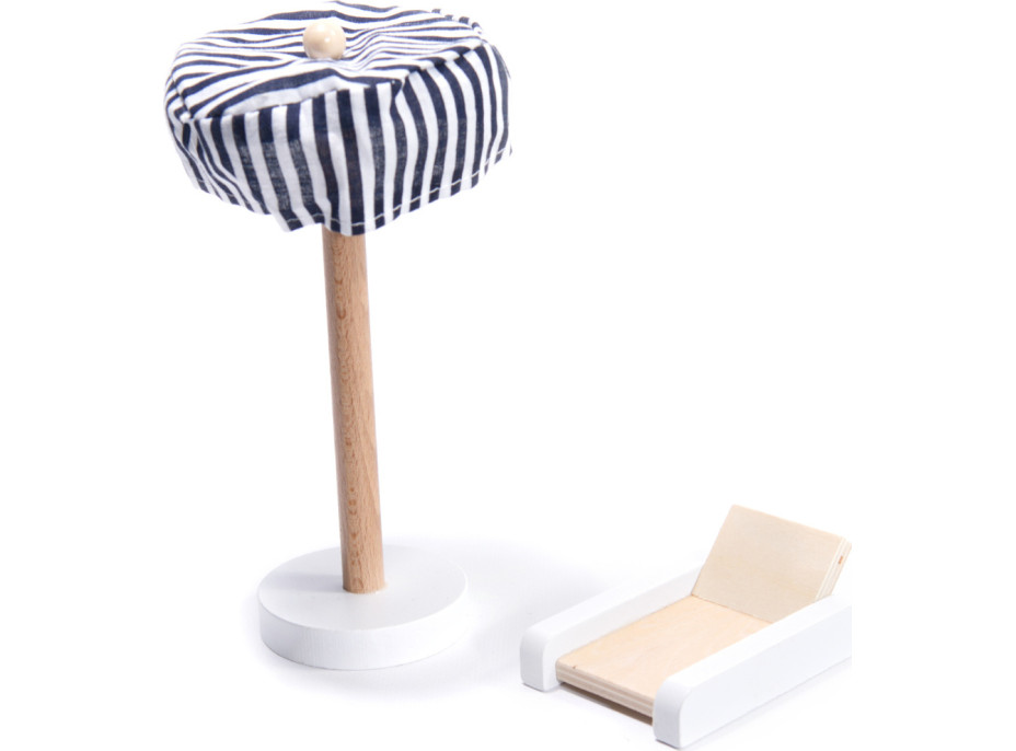 MDF drevený domček pre bábiky + nábytok 78cm čierny LED
