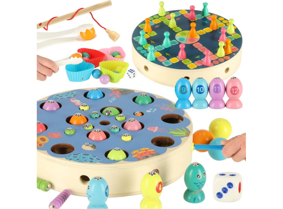 Rodinná Montessori hra 3v1 - Rybolov