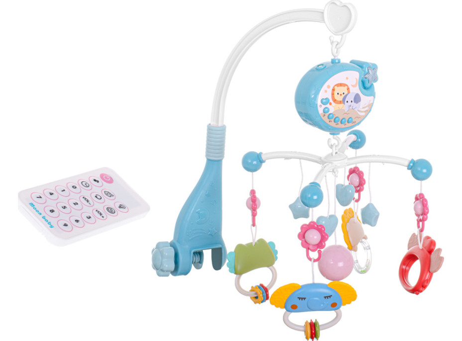 Kolotoč nad postieľku Lullaby Star Design modrý + diaľkové ovládanie