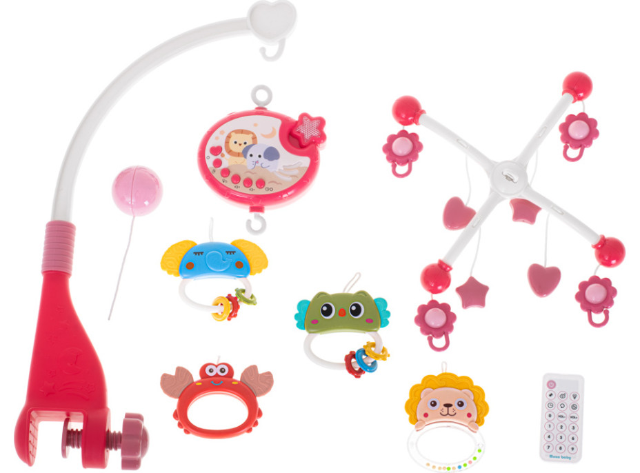 Kolotoč nad postieľku Lullaby Star Design ružový + diaľkové ovládanie