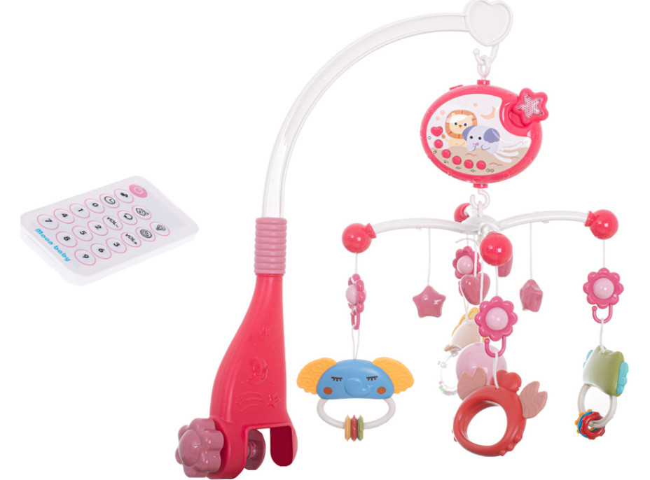Kolotoč nad postieľku Lullaby Star Design ružový + diaľkové ovládanie