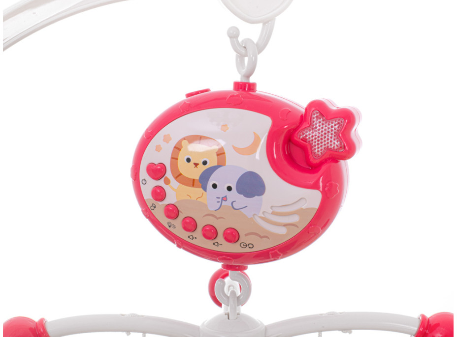 Kolotoč nad postieľku Lullaby Star Design ružový + diaľkové ovládanie