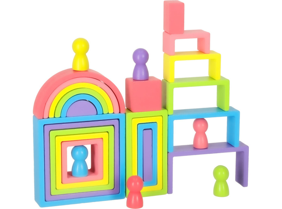 Dúhové Montessori vzdelávacie drevené bloky