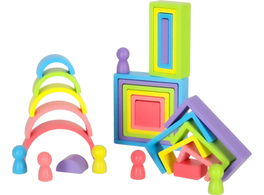 Dúhové Montessori vzdelávacie drevené bloky
