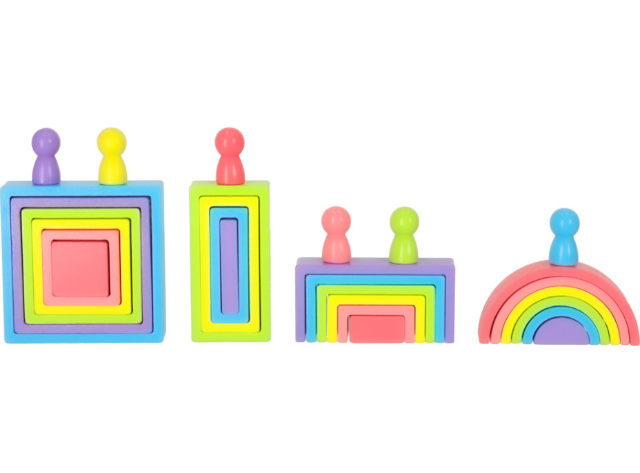 Dúhové Montessori vzdelávacie drevené bloky