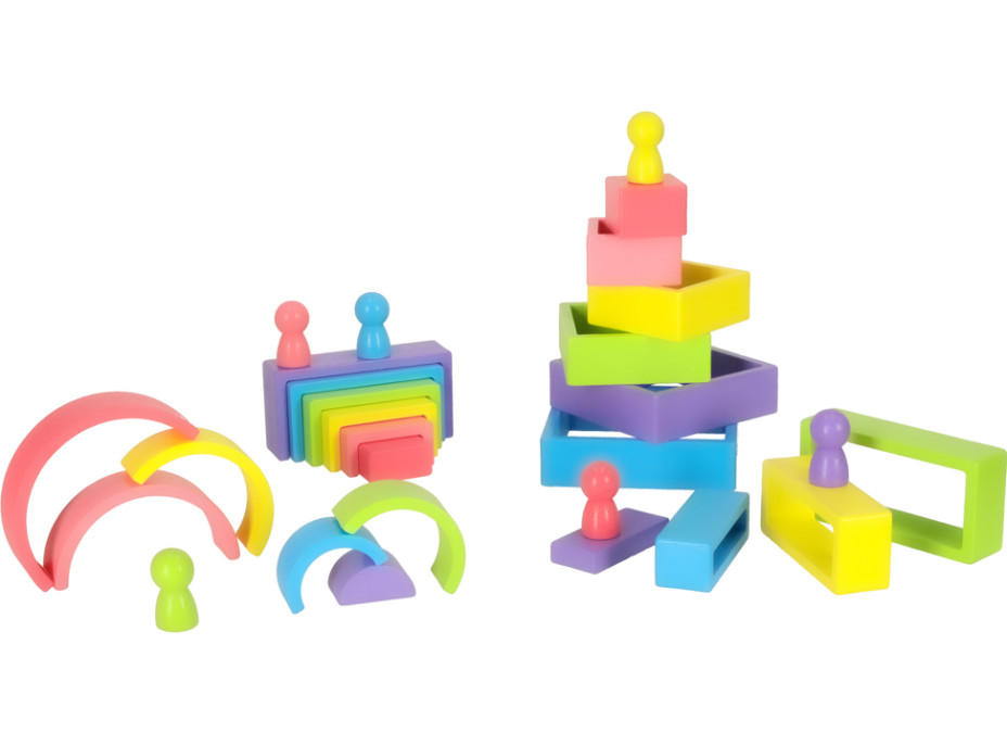 Dúhové Montessori vzdelávacie drevené bloky