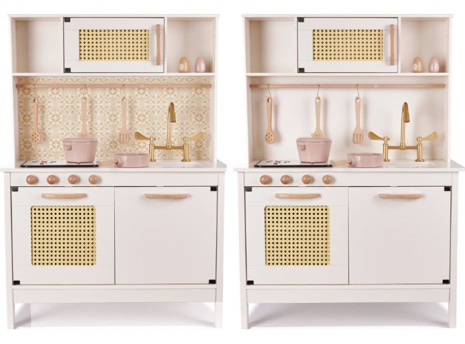 Detská drevená retro kuchynka z MDF s doplnkami BOHO