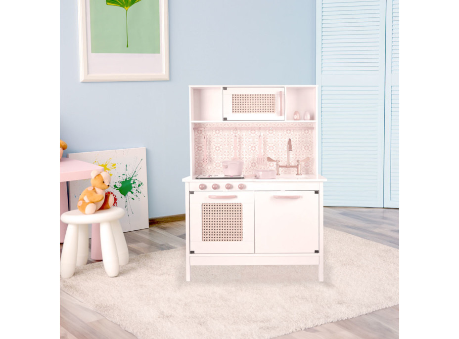 Detská drevená retro kuchynka z MDF s doplnkami BOHO