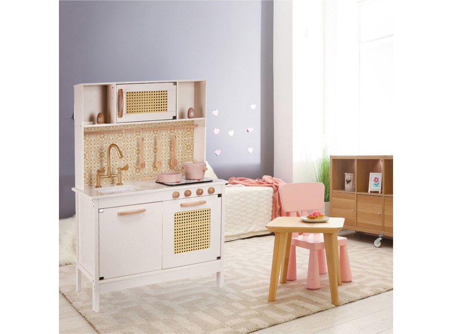Detská drevená retro kuchynka z MDF s doplnkami BOHO