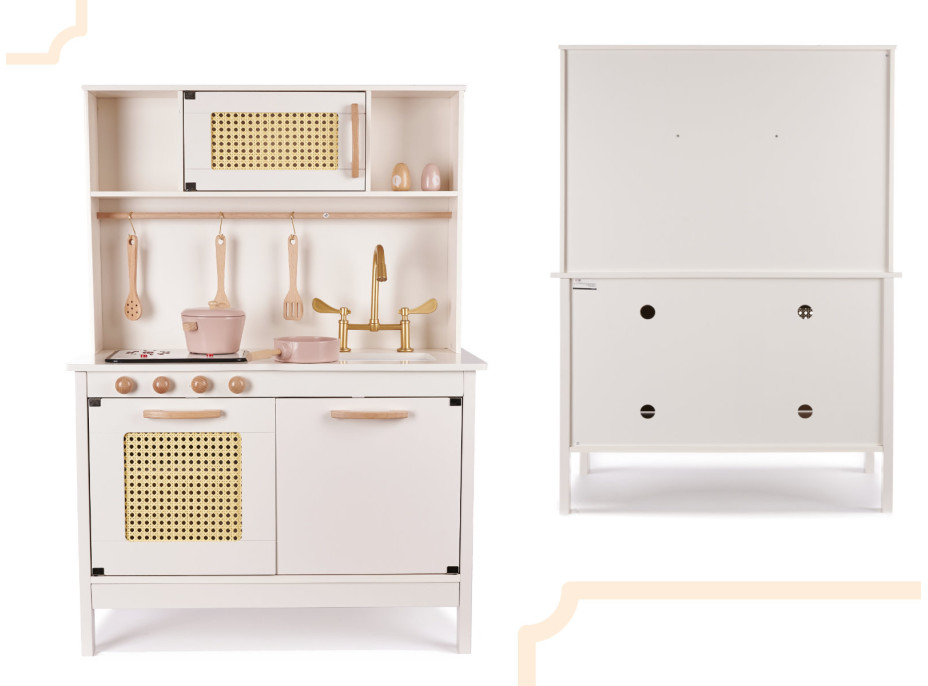 Detská drevená retro kuchynka z MDF s doplnkami BOHO