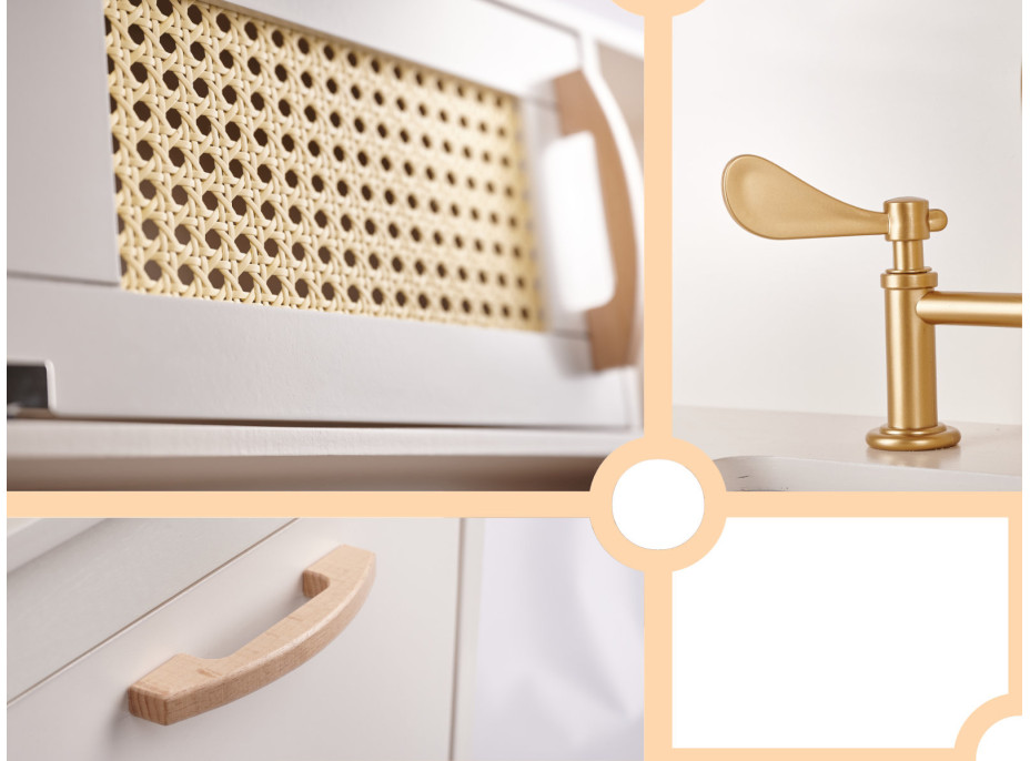 Detská drevená retro kuchynka z MDF s doplnkami BOHO