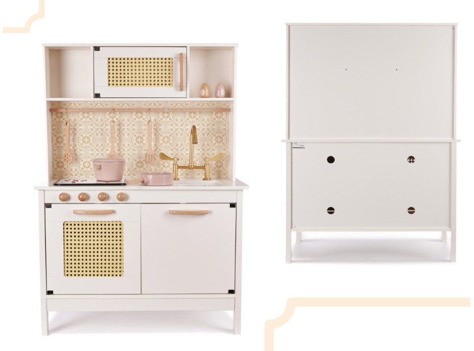 Detská drevená retro kuchynka z MDF s doplnkami BOHO
