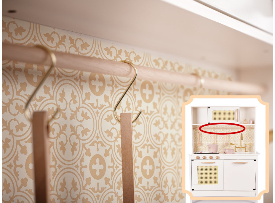 Detská drevená retro kuchynka z MDF s doplnkami BOHO
