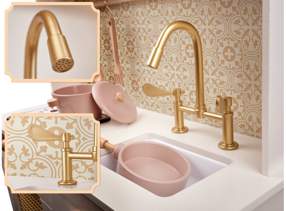 Detská drevená retro kuchynka z MDF s doplnkami BOHO