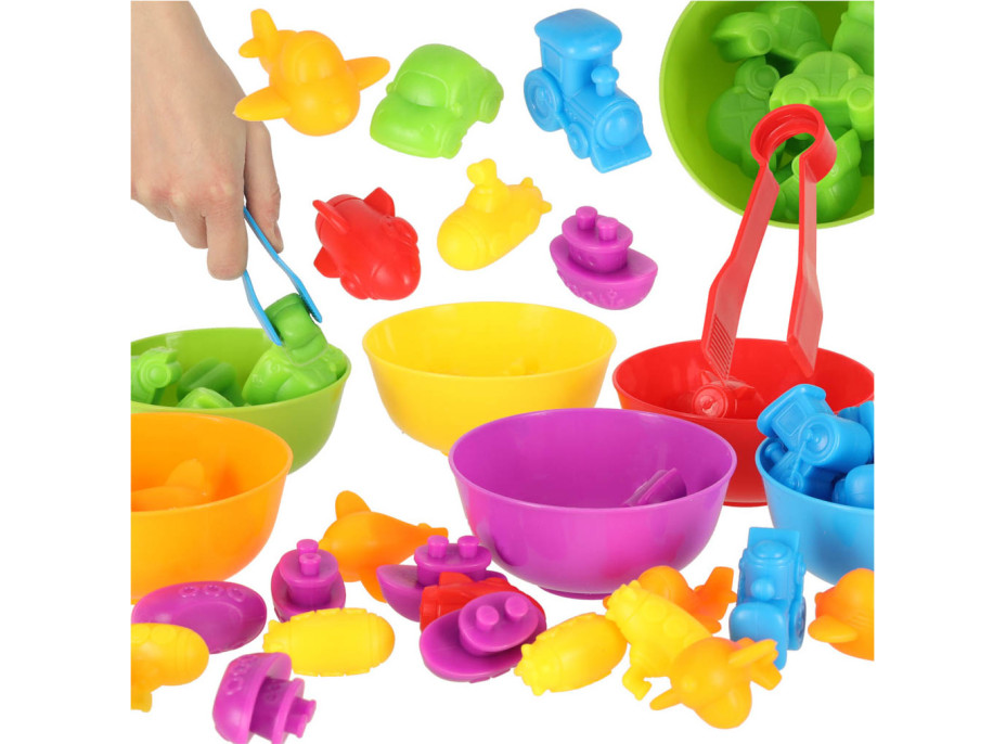 Dopravné prostriedky - triediaci vzdelávací Montessori hra - 36 prvkov