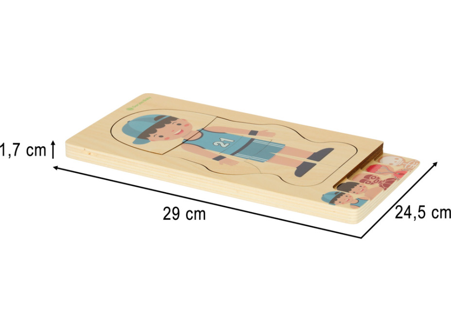 Drevené vrstvené Montessori puzzle Telo - chlapec