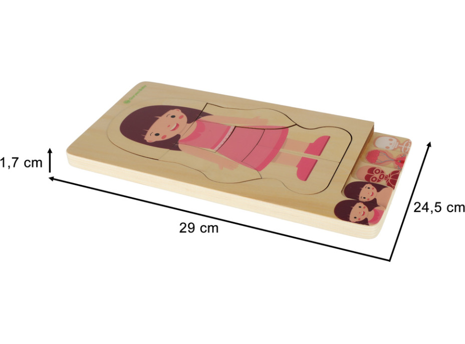 Drevené vrstvené Montessori puzzle Telo - dievča