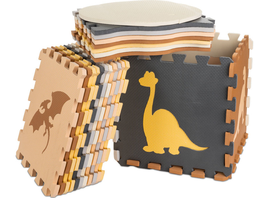 Penová puzzle podložka/ohrádka 36 prvkov - Dinosaury - 143 cm x 143 cm x1 cm