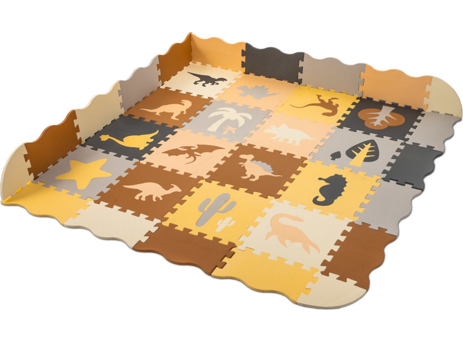 Penová puzzle podložka/ohrádka 36 prvkov - Dinosaury - 143 cm x 143 cm x1 cm