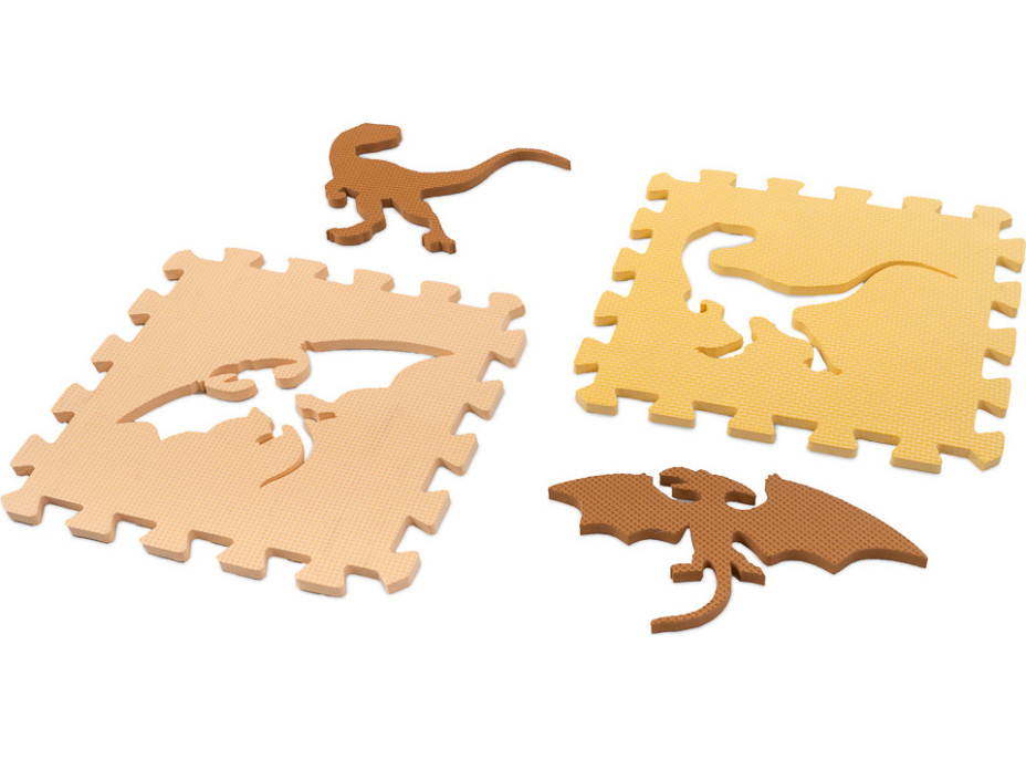 Penová puzzle podložka/ohrádka 36 prvkov - Dinosaury - 143 cm x 143 cm x1 cm