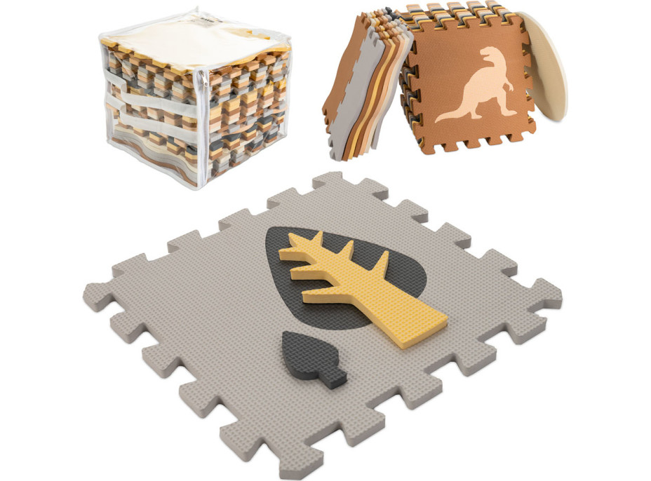 Penová puzzle podložka/ohrádka 36 prvkov - Dinosaury - 143 cm x 143 cm x1 cm