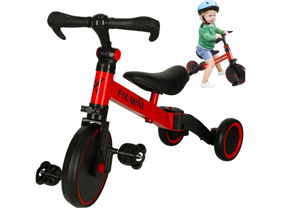 Trike Fix Mini trojkolka 3v1 s pedálmi - červená
