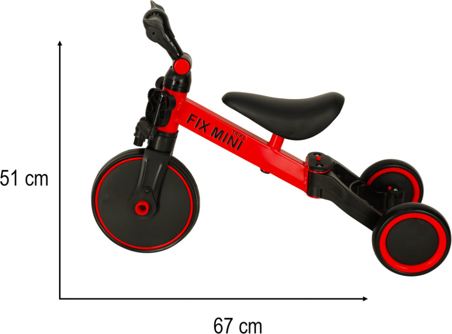 Trike Fix Mini trojkolka 3v1 s pedálmi - červená