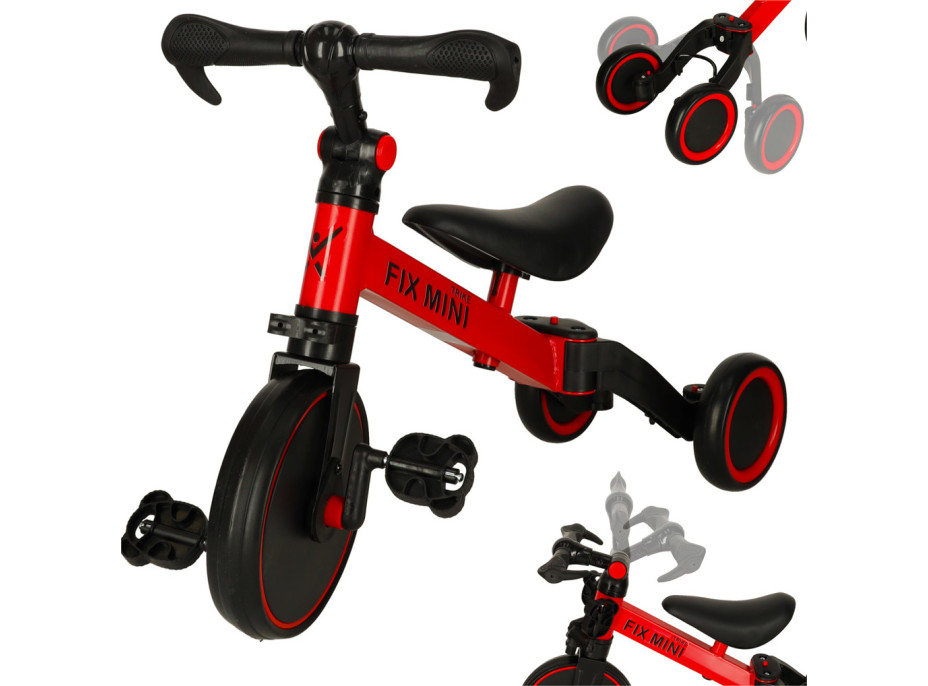 Trike Fix Mini trojkolka 3v1 s pedálmi - červená