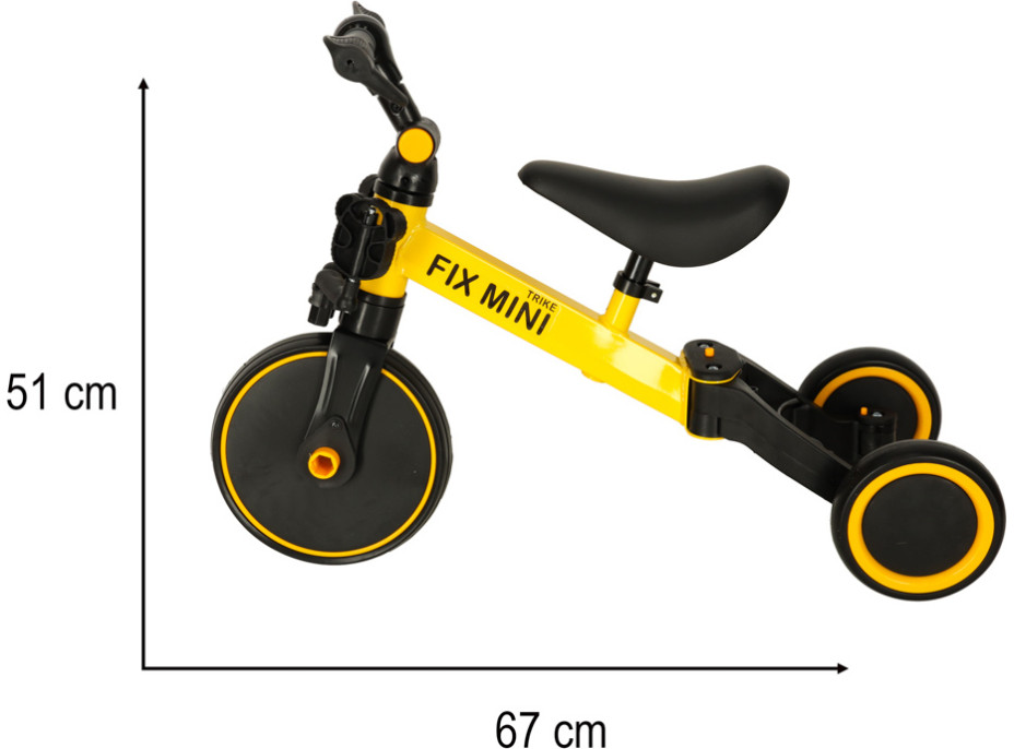 Trike Fix Mini trojkolka 3v1 s pedálmi - žltá