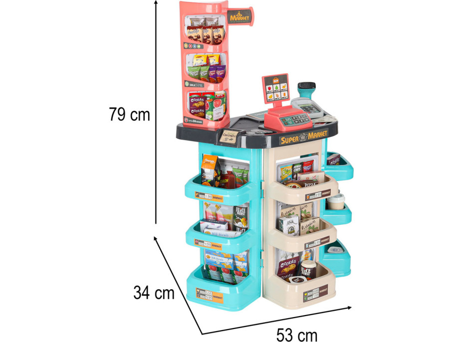 Pokladňa v supermarkete s nákupným vozíkom
