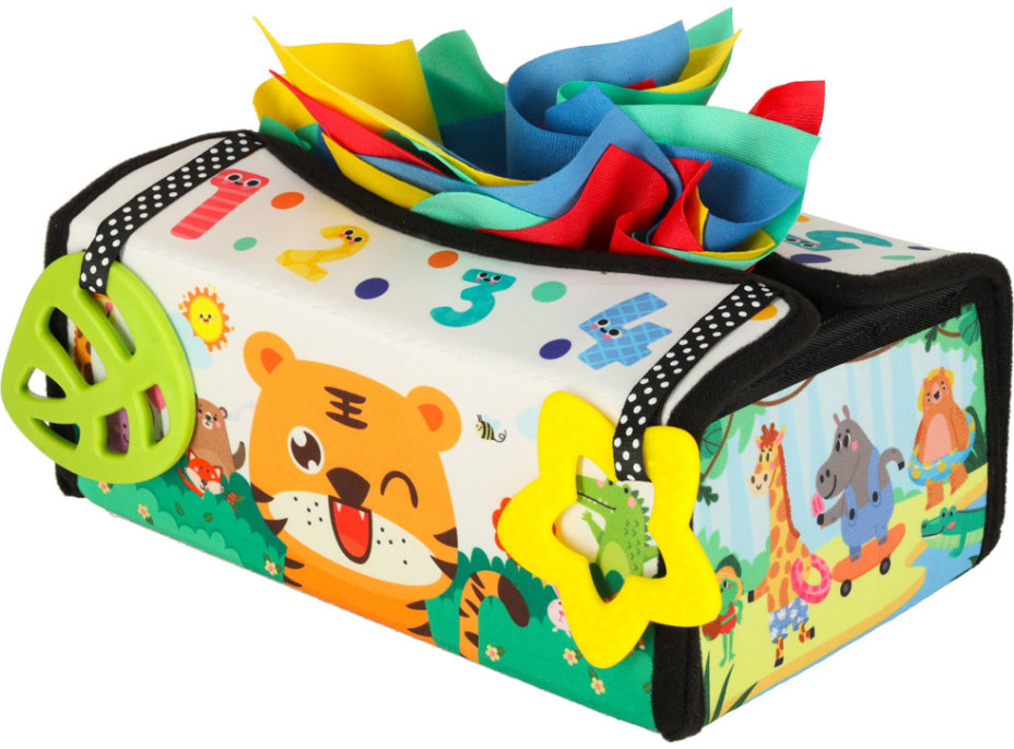 Senzorická Montessori podložka/box na obrúsky 2v1