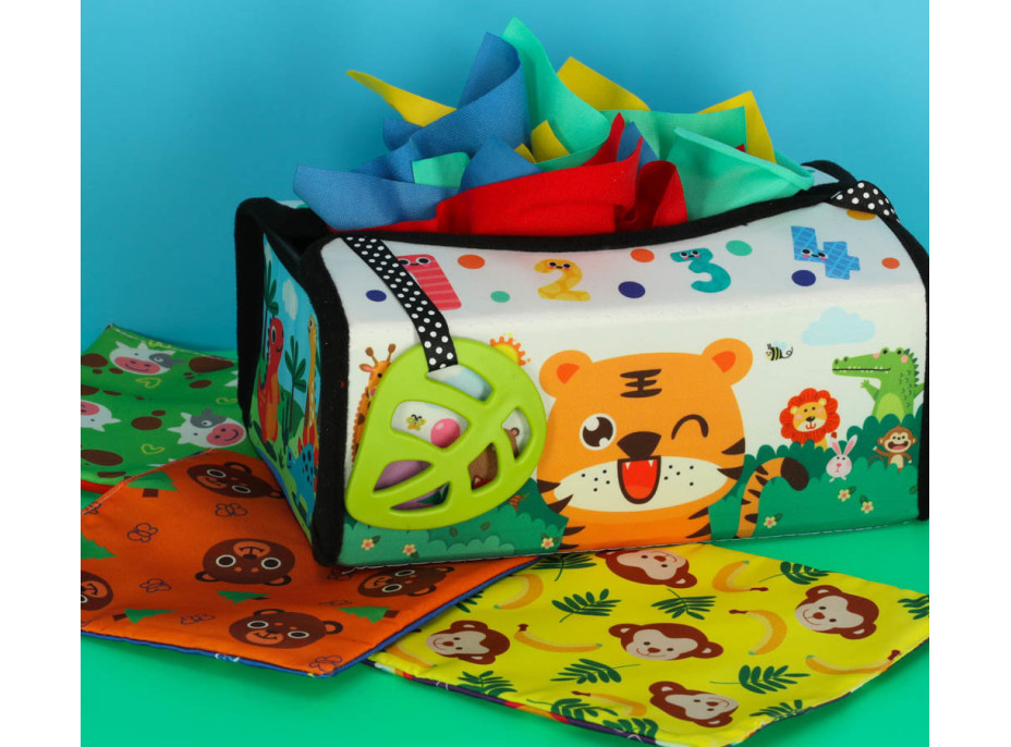 Senzorická Montessori podložka/box na obrúsky 2v1