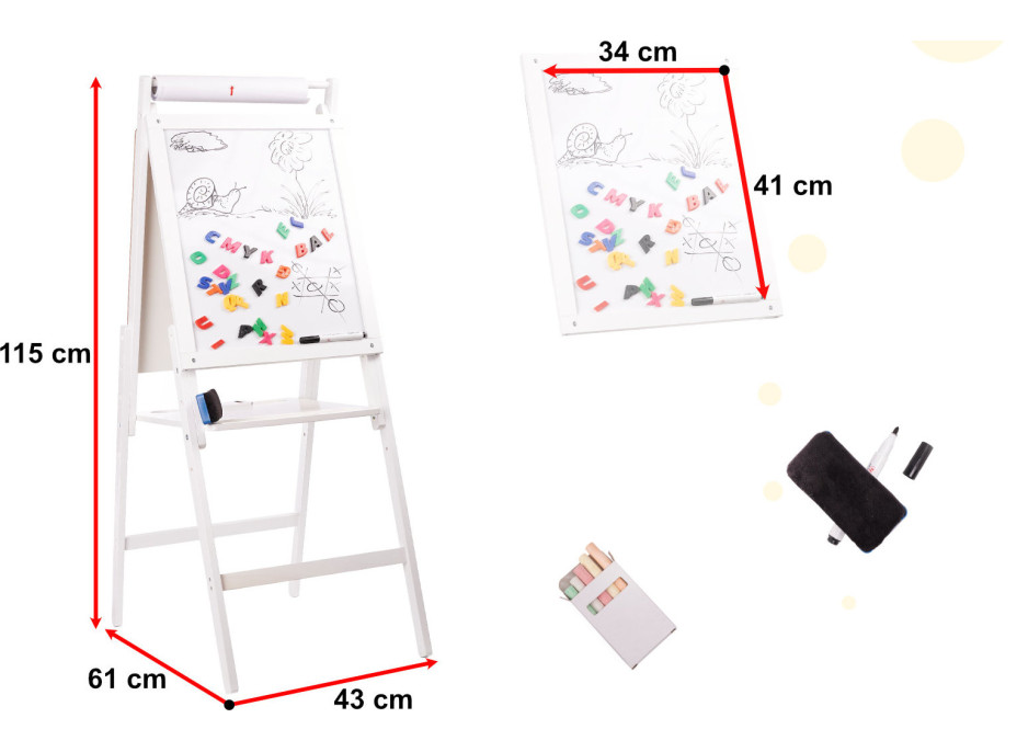 Magnetická drevená tabuľa biela veľká XXL